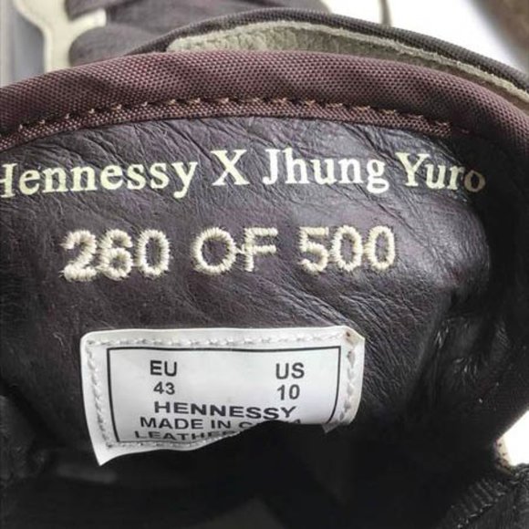 Limited Edition Hennessy x Jhung Yuro Sneakers Sz 10 Brown White Leather Hi Top - Picture 10 of 11